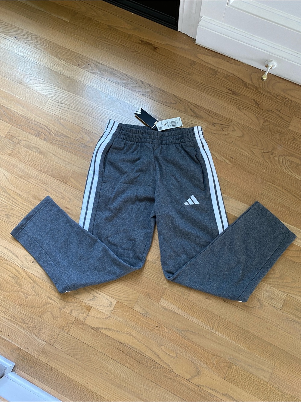 adidas M Dark Gray Jogger Pants with White Three-Stripes